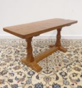 'Mouseman' oak coffee table with rectangular adzed top,