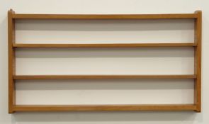'Mouseman' open back plate rack with two adjustable shelves, by Robert Thompson of Kilburn, W153cm,