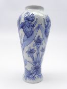 Moorcroft blue on blue 'Gentian' pattern Trial vase designed by Philip Gibson dated 2003, boxed,