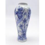 Moorcroft blue on blue 'Gentian' pattern Trial vase designed by Philip Gibson dated 2003, boxed,