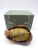 Chinese carved soapstone turtle group, boxed,
