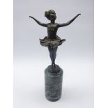 After Preiss Art Deco style bronze dancer on circular marble base,