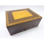 19th century rosewood & satin wood box, the top with multiple cross banded borders,
