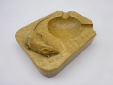 Robert Thompson of Kilburn Mouseman oak ashtray with carved mouse signature,