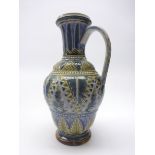 Doulton Lambeth stoneware ewer, decorated with geometric and floral decoration by Francis E. Lee no.