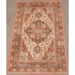 20th century Persian design finely knotted beige ground rug,