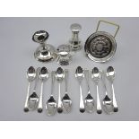 Set of silver teaspoons by Walker & Hall, Sheffield 1903 and another set of six by W S Savage & Co,
