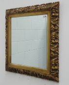 19th century rectangular wall mirror, cushioned scrolled acanthus leaf carved wood frame,