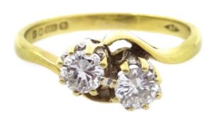 Gold two stone diamond crossover ring,