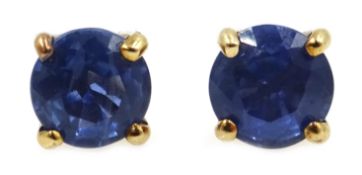 Pair of 9ct gold sapphire stud earrings Condition Report & Further Details <a
