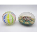 Millefiori and spiral twist paperweight,