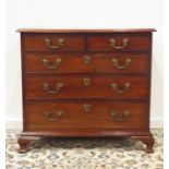 George III mahogany chest fitted with two short and three long drawers, oak lined,