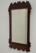 19th century mahogany Chippendale style wall mirror, bevelled glass with gilded border,