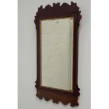 19th century mahogany Chippendale style wall mirror, bevelled glass with gilded border,