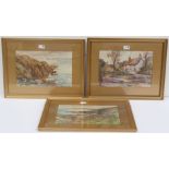 S.J. Beer (British 20th Century): 'Land's End' and 'Falmouth Bay', pair watercolours