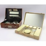Early 20th century Gents travelling vanity case with contents and a vintage vanity set (2)