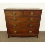 Early 19th century mahogany chest, two short and three long drawers, shaped apron with bracket feet,