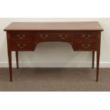 Late 19th century inlaid mahogany kneehole desk dressing table,