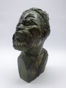 African carved soapstone bust of a man by Caleb Samhere,