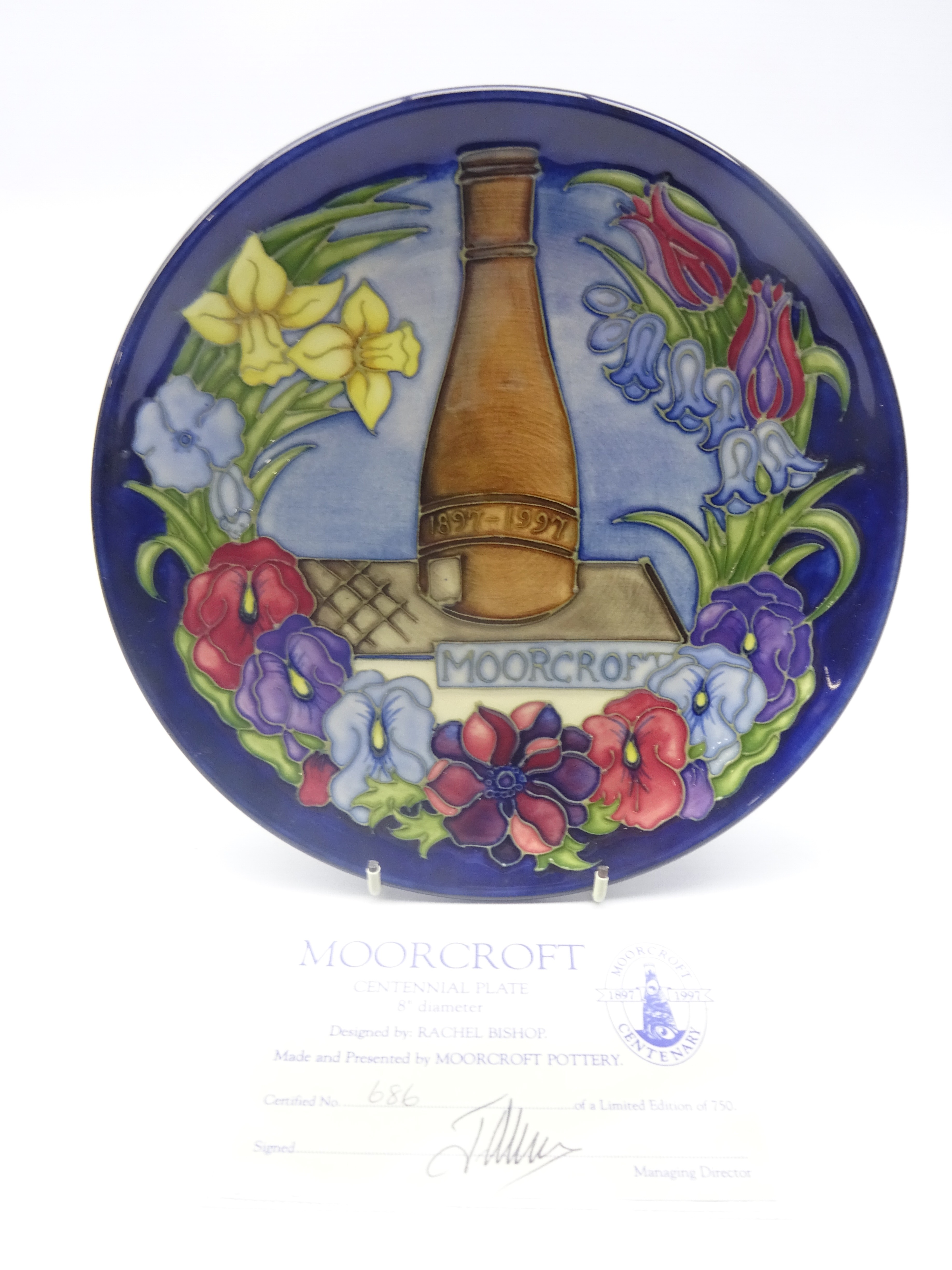 Moorcroft limited edition Centennial Plate 1897-1997 designed by Rachel Bishop, signed W. - Image 2 of 3