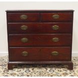 George III country oak chest fitted with two short and three long drawers, W87cm, D49cm,