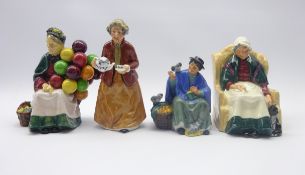 Four Royal Doulton figures; Old Balloon Seller, Forty Winks,