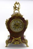 Large late 19th century Louis XV style simulated boulle work mantel clock,