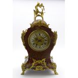 Large late 19th century Louis XV style simulated boulle work mantel clock,