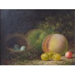 John George Todd (British 1847-1898): Still life of Fruit and bird's Nest,