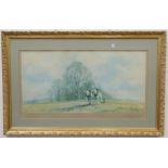 David Shepherd large artist signed print "Spring Ploughing" in gilt frame,