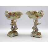 Pair late 19th century porcelain centrepiece vases,