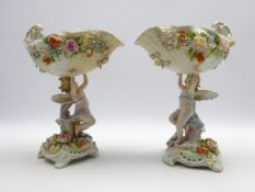 Pair late 19th century porcelain centrepiece vases,