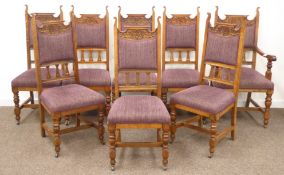Early 20th century set eight (7+1) Art Nouveau design dining chairs,