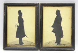 Hubard Gallery:Two 19th Century cut silhouettes of gentlemen, one wearing a monocle,