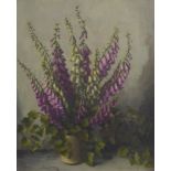 Owen Bowen (Staithes Group 1873-1967) Foxgloves still life oil on canvas,