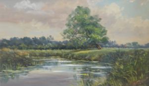 Edward Stamp (British 1939-): 'River Ouzel near Thornton, Buckinghamshire',