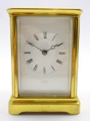 20th century brass and bevelled glass glazed carriage clock time-piece,