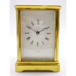 20th century brass and bevelled glass glazed carriage clock time-piece,