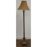 Classical style parcel gilt finish standard lamp with scroll moulded feet,