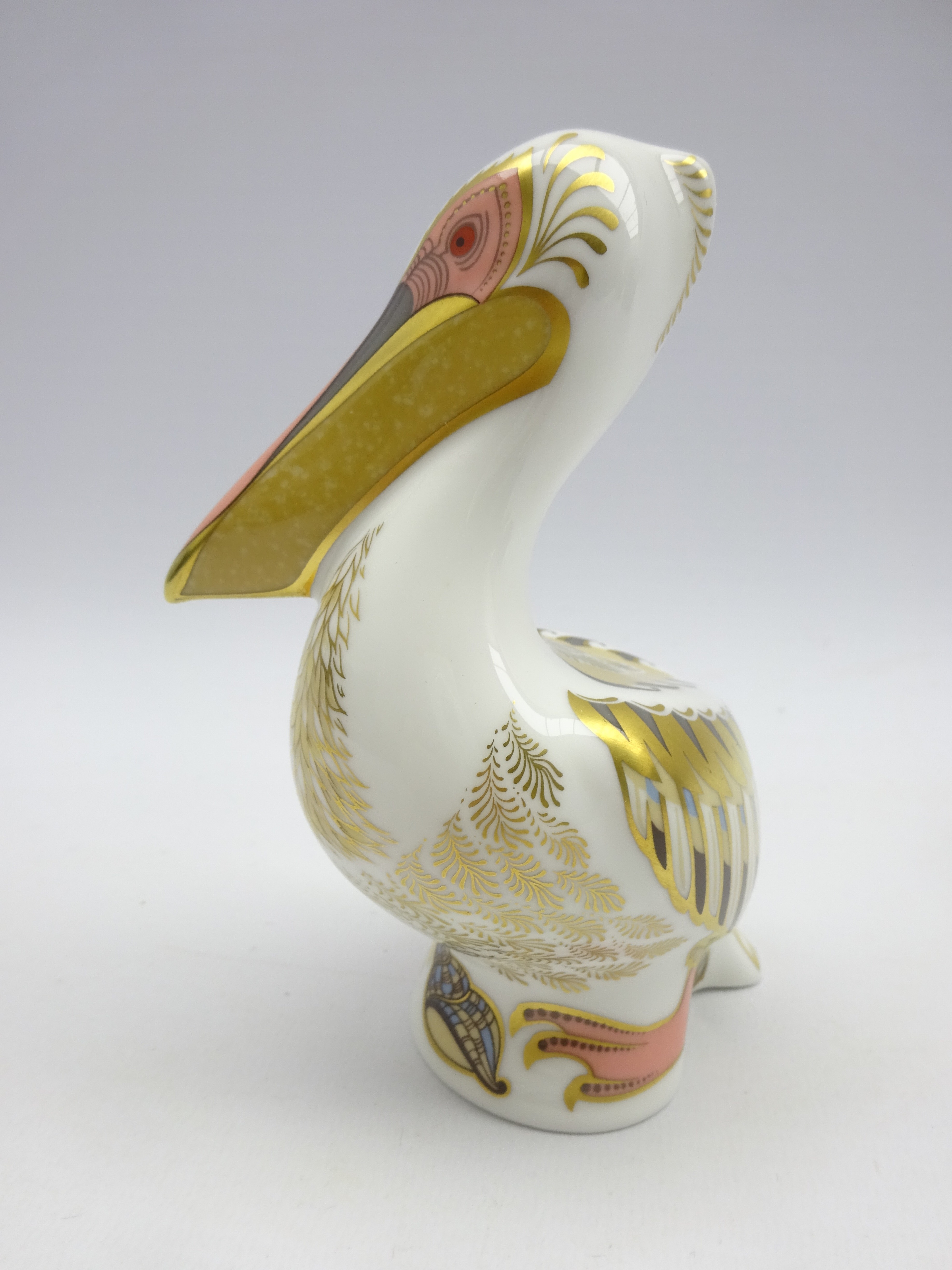 Royal Crown Derby 'White Pelican' paperweight, signed event piece with gold stopper and certificate, - Image 2 of 2