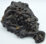 Victorian oak wall bracket carved with vine leaves and grapes 33 x 27cms Condition Report