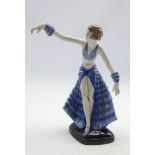 Porcelain figure of a dancer, Goldscheider style on painted black base,