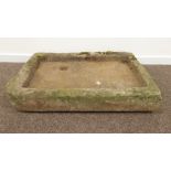 18th/19th century shallow stone trough sink, 92cm x 61cm,