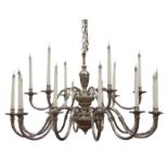 Lampart Italy - Large late 20th century Italian silver plated chandelier,