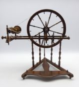 19th Century Continental fruitwood spinning wheel stamped 'Lietard 1823' H60cms