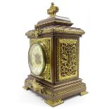 Late 19th century French walnut bracket clock,