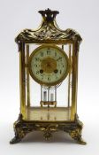 Late 19th century Art Nouveau style gilt metal mantel clock,