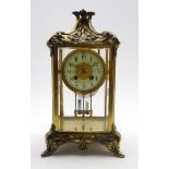 Late 19th century Art Nouveau style gilt metal mantel clock,