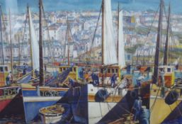 Clarence E Blackburn (British 1914-1984) Brixham Harbour, watercolour and gouache,