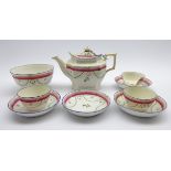 Early 19th Century Porcelain Part Tea Service decorated with floral sprigs comprising tea pot,